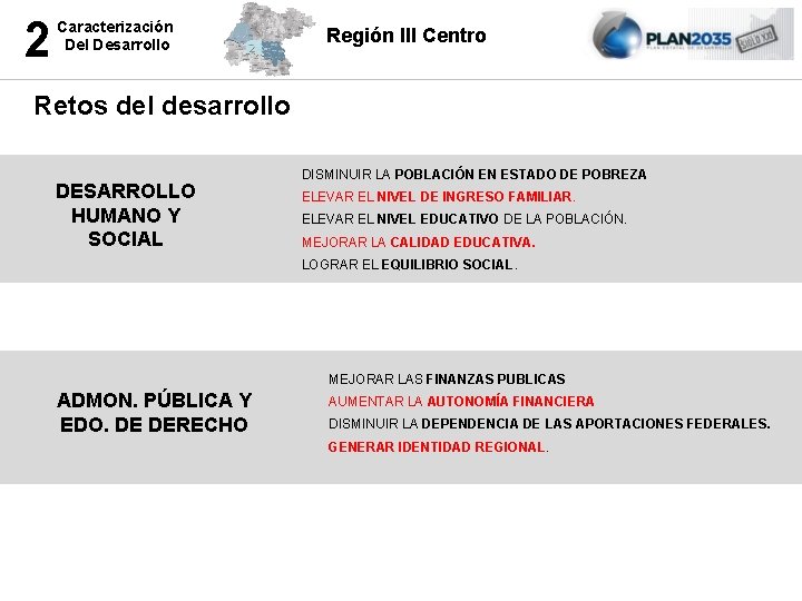 2 Caracterización Del Desarrollo Región III Centro Retos del desarrollo DESARROLLO HUMANO Y SOCIAL