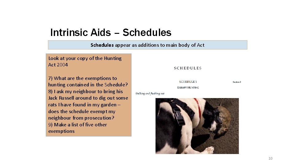 Intrinsic Aids – Schedules appear as additions to main body of Act Look at