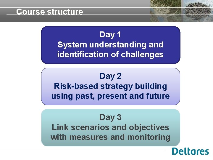 Course structure Day 1 System understanding and identification of challenges Day 2 Risk-based strategy