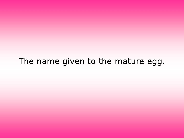 The name given to the mature egg. 