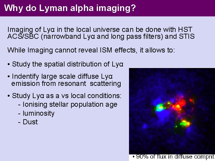 Why do Lyman alpha imaging? Imaging of Lyα in the local universe can be