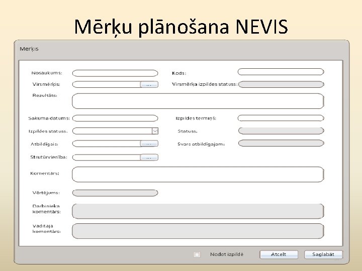 Mērķu plānošana NEVIS 37 