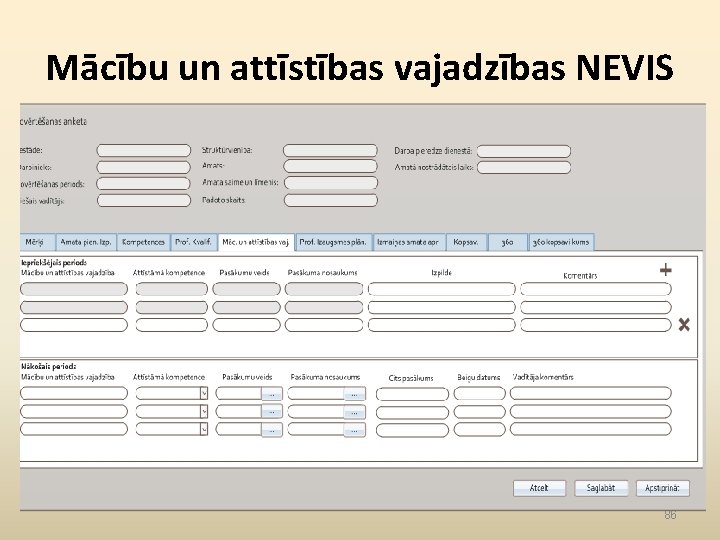 Mācību un attīstības vajadzības NEVIS 86 