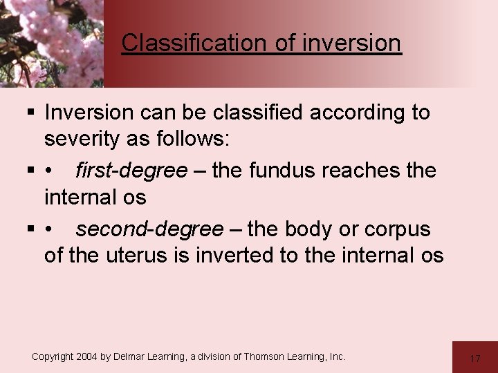 Classification of inversion § Inversion can be classified according to severity as follows: §