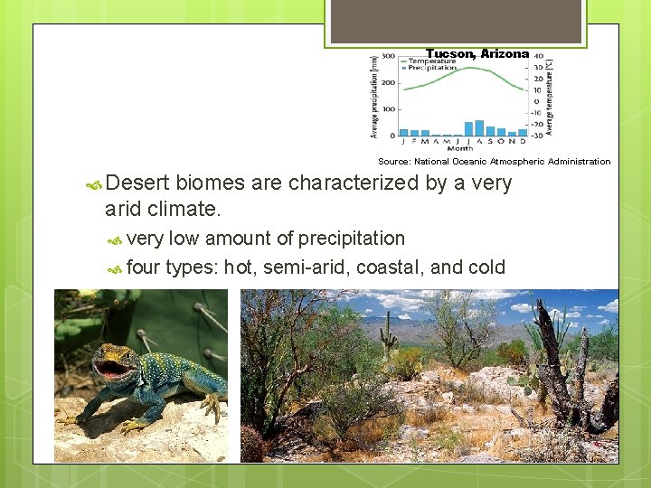 Tucson, Arizona Source: National Oceanic Atmospheric Administration Desert biomes are characterized by a very Tucson, Arizona Source: National Oceanic Atmospheric Administration Desert biomes are characterized by a very