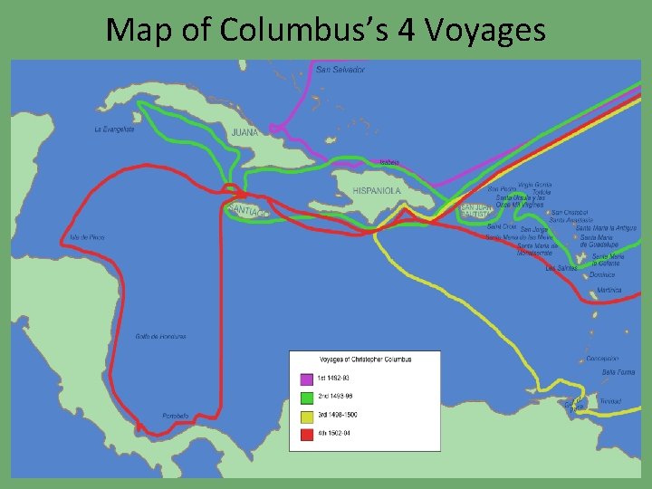 Map of Columbus’s 4 Voyages 