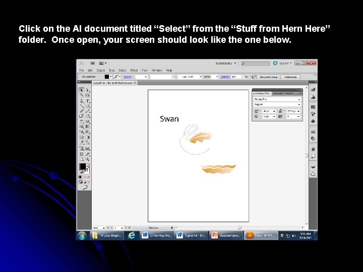 Click on the AI document titled “Select” from the “Stuff from Hern Here” folder.