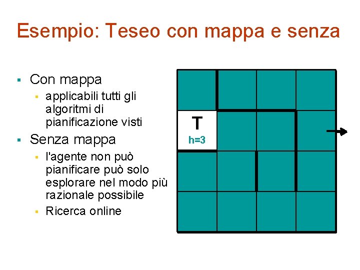 Esempio: Teseo con mappa e senza § Con mappa § § applicabili tutti gli