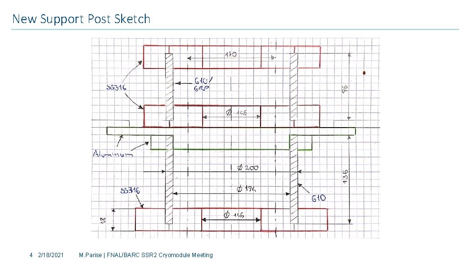 New Support Post Sketch 4 2/18/2021 M. Parise | FNAL/BARC SSR 2 Cryomodule Meeting New Support Post Sketch 4 2/18/2021 M. Parise | FNAL/BARC SSR 2 Cryomodule Meeting