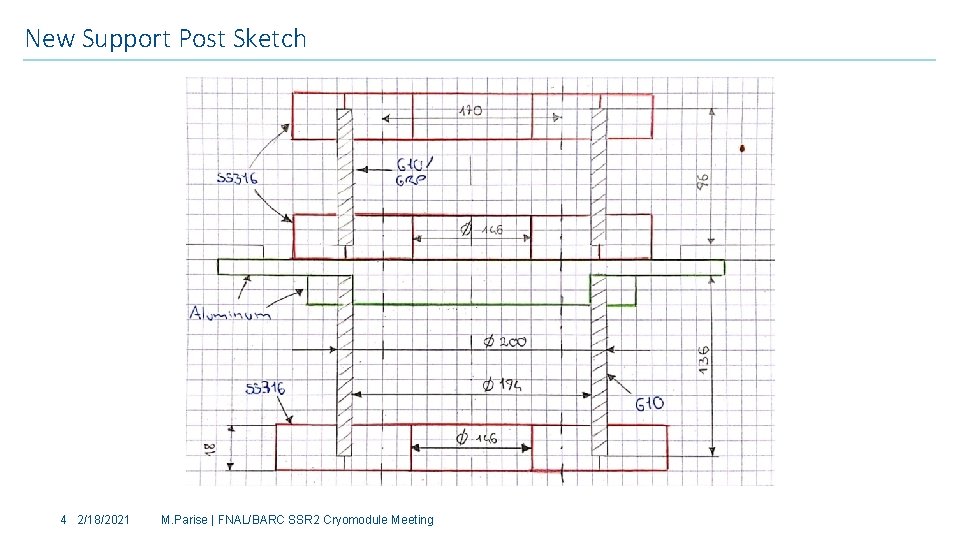 New Support Post Sketch 4 2/18/2021 M. Parise | FNAL/BARC SSR 2 Cryomodule Meeting