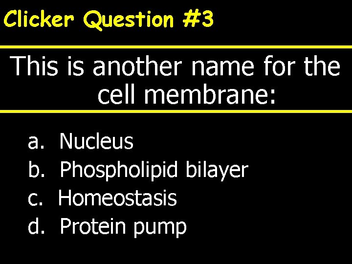 Clicker Question #3 This is another name for the cell membrane: a. b. c.