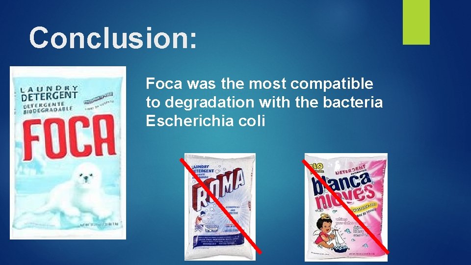 Conclusion: Foca was the most compatible to degradation with the bacteria Escherichia coli 