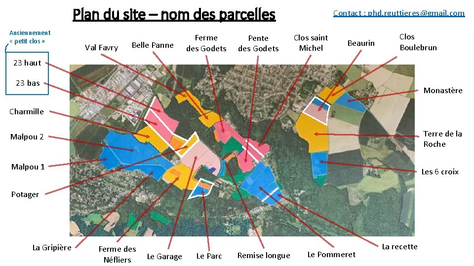 Plan du site – nom des parcelles Anciennement « petit clos » Val Favry
