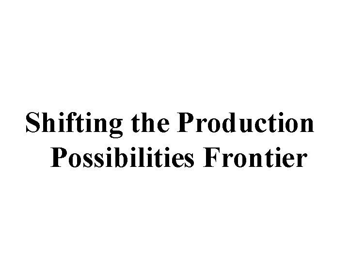 Shifting the Production Possibilities Frontier 