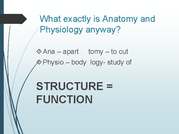 What exactly is Anatomy and Physiology anyway? Ana – apart tomy – to cut