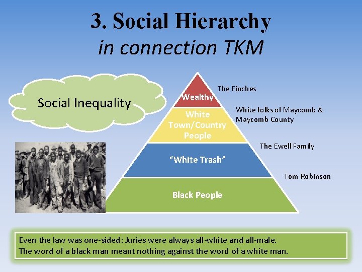 3. Social Hierarchy in connection TKM Social Inequality Wealthy The Finches White folks of