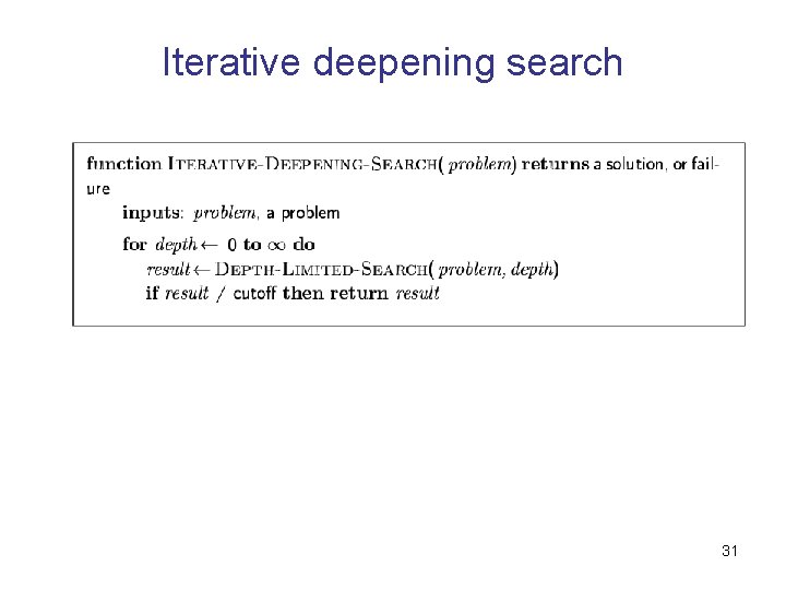 Iterative deepening search 31 