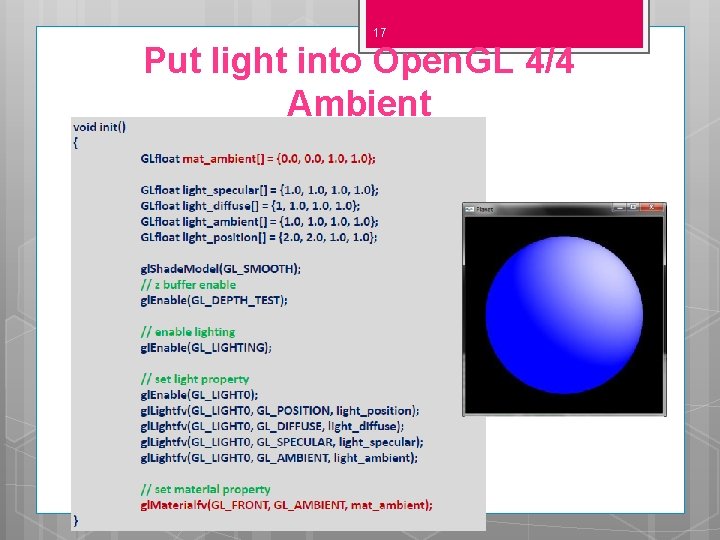 17 Put light into Open. GL 4/4 Ambient 