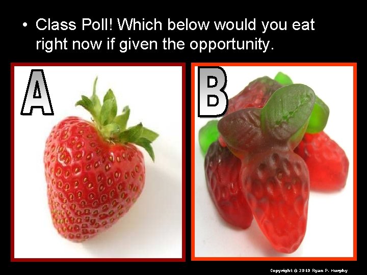  • Class Poll! Which below would you eat right now if given the