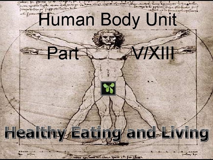 Human Body Unit Part V/XIII Healthy Eating and Living 