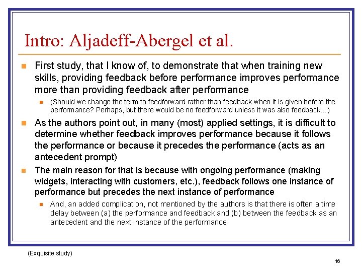 Intro: Aljadeff-Abergel et al. n First study, that I know of, to demonstrate that