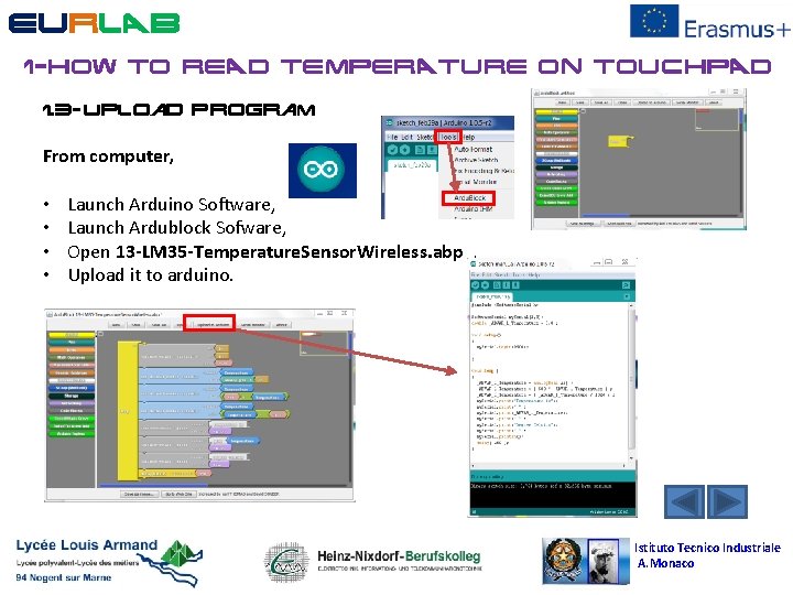 EURLAB 1 -How TO READ TEMPERATURE ON TOUCHPAD 1. 3 -Upload Program From computer,