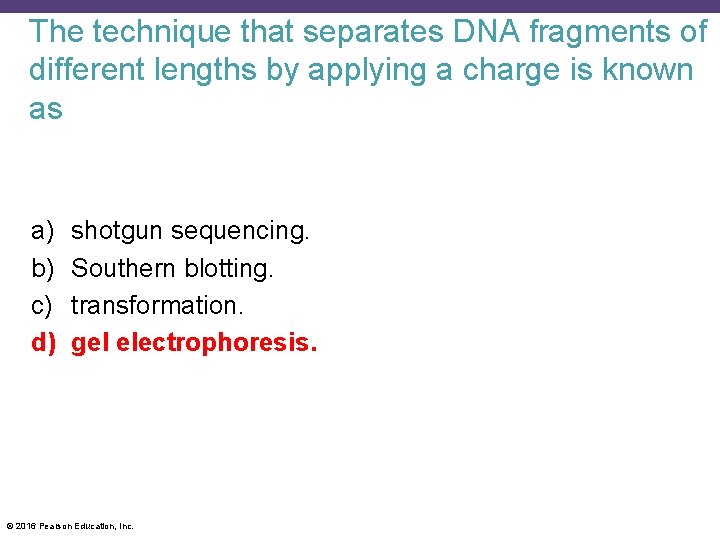 The technique that separates DNA fragments of different lengths by applying a charge is