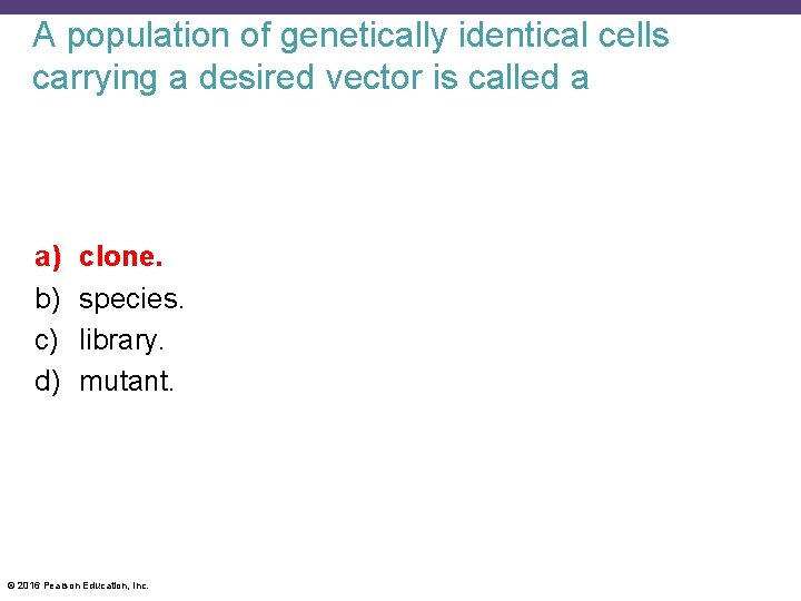 A population of genetically identical cells carrying a desired vector is called a a)