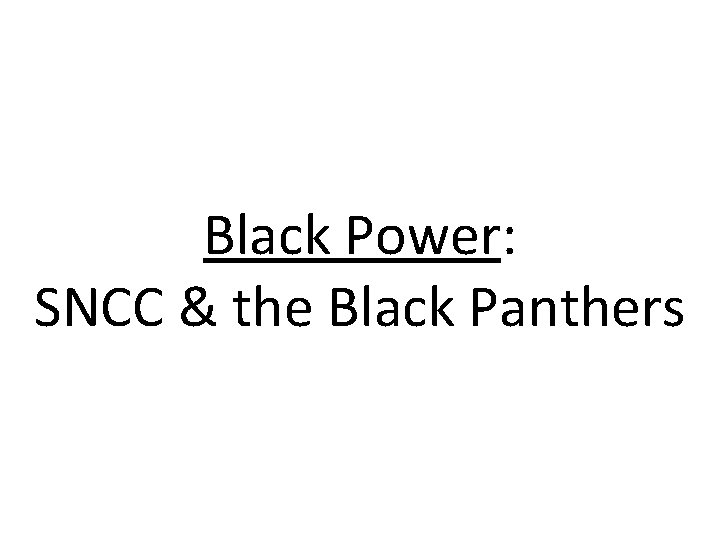 Black Power: SNCC & the Black Panthers 