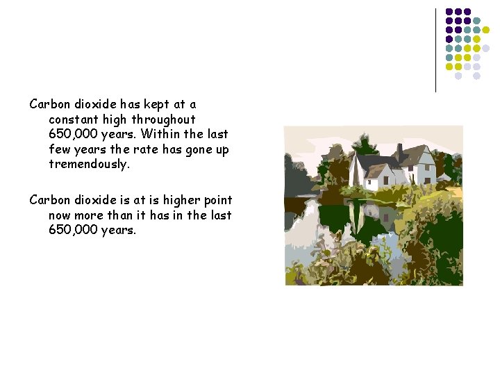 Carbon dioxide has kept at a constant high throughout 650, 000 years. Within the