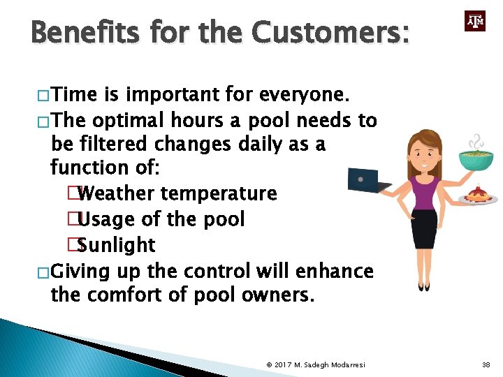 Benefits for the Customers: � Time is important for everyone. � The optimal hours