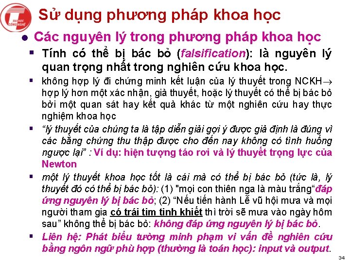 Sử dụng phương pháp khoa học l Các nguyên lý trong phương pháp khoa