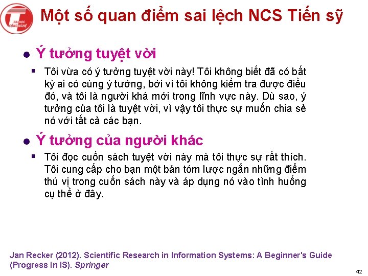 Một số quan điểm sai lệch NCS Tiến sỹ l Ý tưởng tuyệt vời