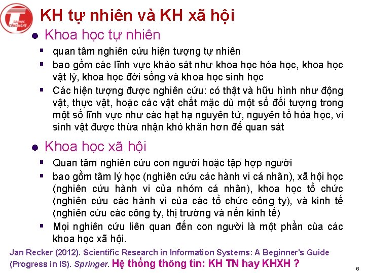 KH tự nhiên và KH xã hội l Khoa học tự nhiên § quan