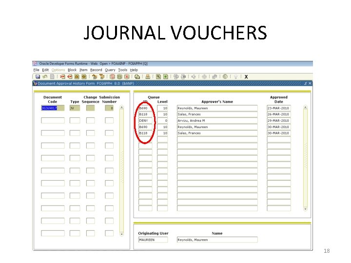 JOURNAL VOUCHERS 18 