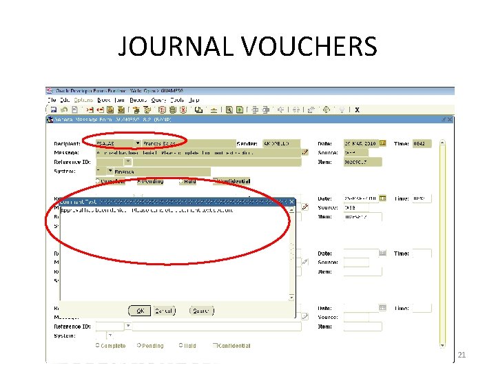 JOURNAL VOUCHERS 21 