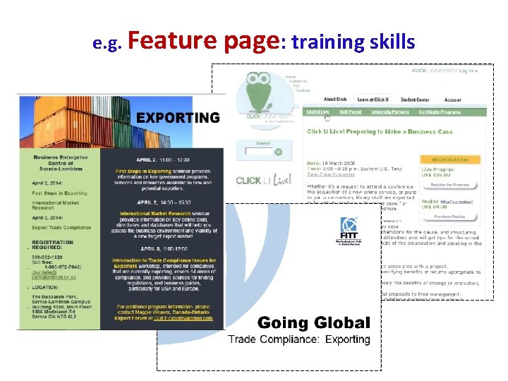 e. g. Feature page: training skills 