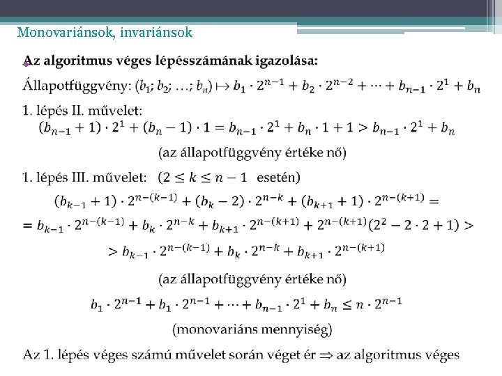 Monovariánsok, invariánsok • 