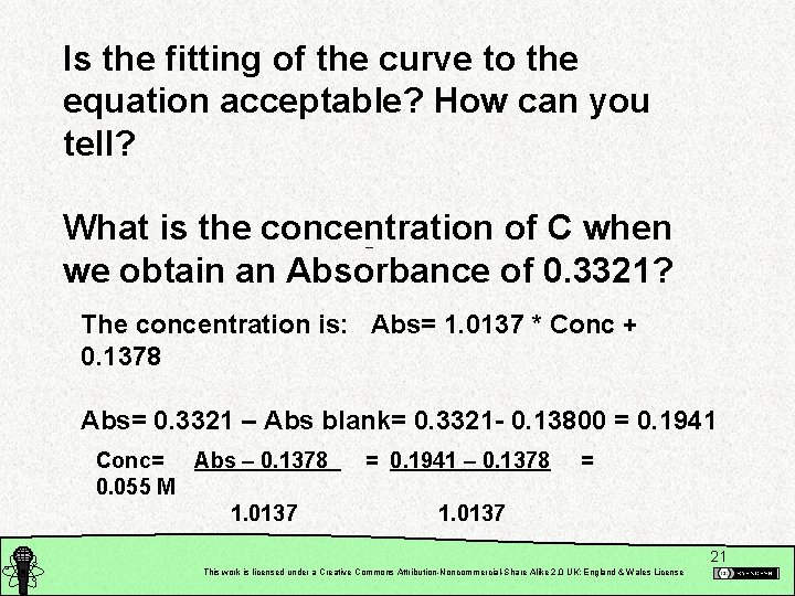 Is the fitting of the curve to the equation acceptable? How can you tell?