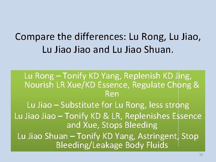 Compare the differences: Lu Rong, Lu Jiao and Lu Jiao Shuan. Lu Rong –