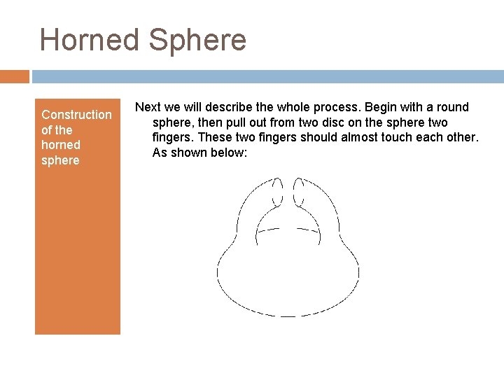 Horned Sphere Construction of the horned sphere Next we will describe the whole process.