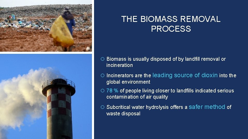 THE BIOMASS REMOVAL PROCESS Biomass is usually disposed of by landfill removal or incineration