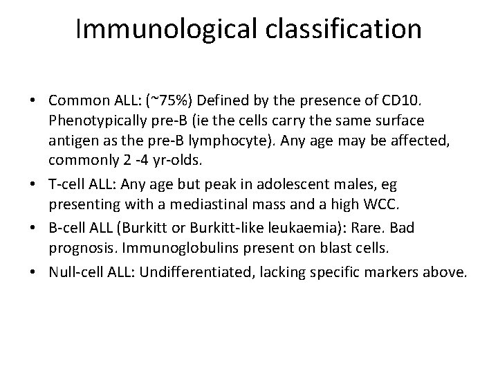 Malignancy Acute lymphoblastic leukemia Failure of the cell