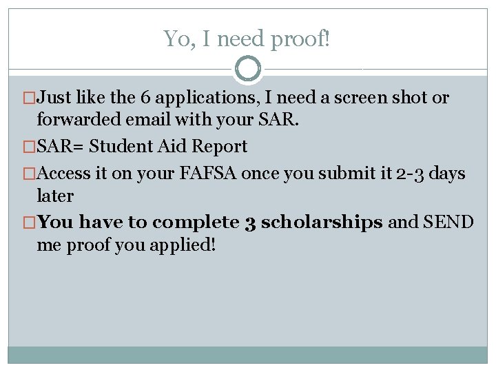Yo, I need proof! �Just like the 6 applications, I need a screen shot