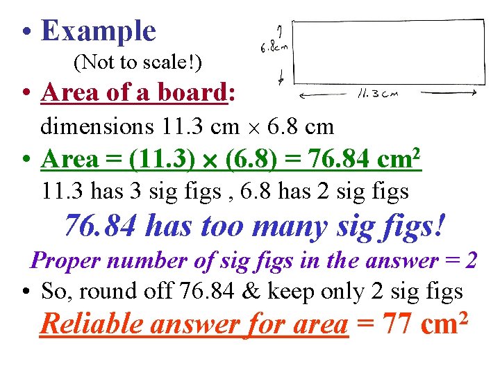  • Example (Not to scale!) • Area of a board: dimensions 11. 3