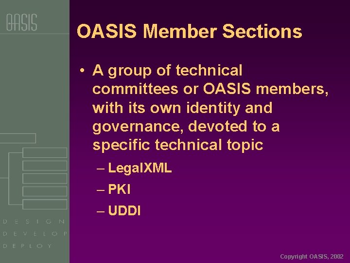 OASIS Member Sections • A group of technical committees or OASIS members, with its