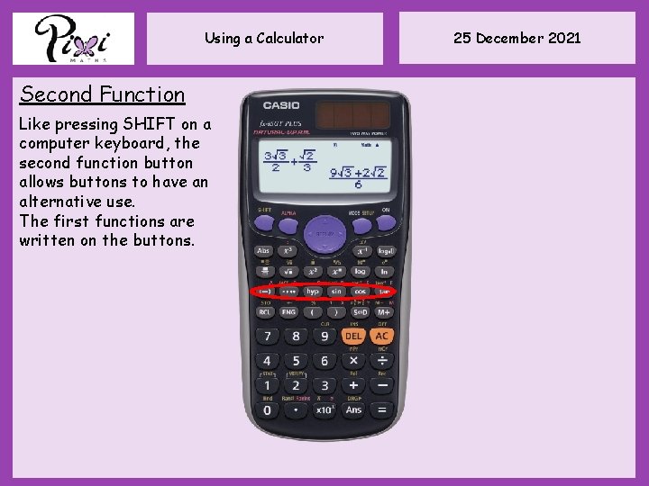 Using a Calculator Second Function Like pressing SHIFT on a computer keyboard, the second