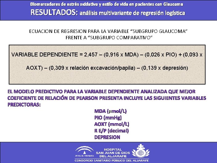 Biomarcadores de estrés oxidativo y estilo de vida en pacientes con Glaucoma RESULTADOS: análisis