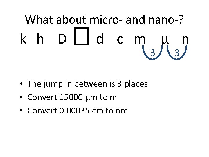 What about micro- and nano-? k h D d c m μ n •