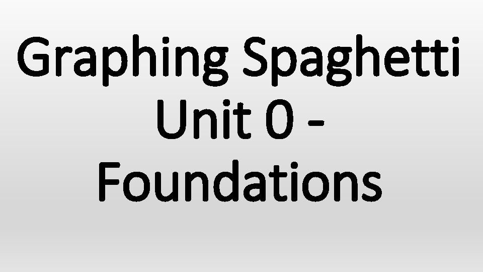 Graphing Spaghetti Unit 0 Foundations 